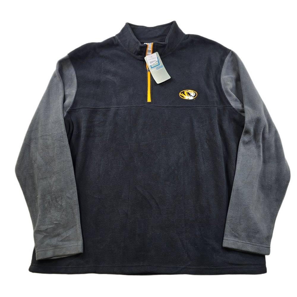 ProEdge Missouri Tigers 1/4 Zip Pullover Mens 2XL Fleece Black‎ Grey Mizzou NEW